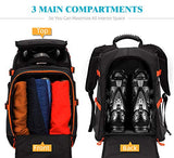TurnWay Ski/Snowboard Boot Backpack/Ski Boot Backpack | Excellent for Store All Gear | Travel with Waterproof Exterior, Reflective Strip for Men, Women and Youth(Black-Orange)