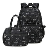 QYTFOA Girls Backpack Set with Bows Heart-shaped Lightweight Schoolbags for Girl Children Spacious Bookbag Waterproof(black-2)