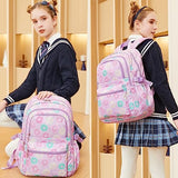 Joyfulife 3Pcs Donut Backpack for Girls Backpack with Lunch Box Set Kids Bookbags Primary School Bags Daypack Elementary Students Knapsack for Teen Student