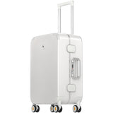 LEVEL8 Zipperless Carry On Luggage Airline Approved with Aluminum Frame, Cute Hardshell Suitcase with Spinner Wheels, Metal Rolling Travel Case with Tsa Locks, 20 Inch, Off White