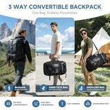 SWICKY Carry-on Travel Backpack for Men, Airline Approved Convertible Duffle Backpack with Shoe Compartment & USB Charging Port, Water Resistant 17.3 Inch Laptop Backpack for Travel Gym Camping
