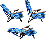 EasyGo Product Backpack Beach Chair 5 Positions and Cup Holder Pouch on Side Padded Pillow Storage Bag on Back Lightweight Rustproof Aluminum Black Frame - 1 Pack Beach Blue