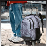 HTgroce Rolling Backpack with Wheels for Boys Roller Wheels Backpacks Big Kids Laptop Luggage Travel Suitcase for Teen Boys