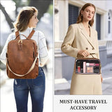 Dora & Liz Leather Laptop Backpack for Women, 15.6 Inch Travel Computer Bag