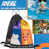 Pokemon Kids Drawstring Bag - Pikachu String Swim Bag for School (Multi)