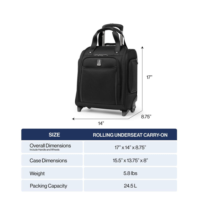 Travelpro Crew Classic Lightweight Softside Luggage, Rolling Underseat Carry on Bag, 14" Laptop or Tablet Sleeve, Men and Women, 17-Inch, Black