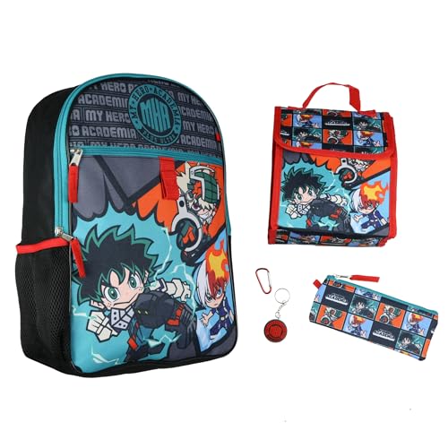 Bioworld My Hero Academia Backpack Deku Shoto Bakugo Kawaii Chibi 5 Piece Set School Bag | Backpacks4Less