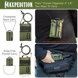 MAXPEDITION Platy Pocket Organizer, Durable EDC Tool Pouch for Men, Neck Wallet with Paracord Lanyard, Holds Flashlight, Multitool, Pen, Notebook (OD Green, 4" x 6")