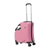 Wufuuoa 20 Inch Kids Carry-On Trolley, Pink Suitcase with Wheels Impact Resistant Rolling Children Travel Luggage with Seat and Safety Belt Small Suitcase for Unisex Boys Girls ABS+PC (Pink)