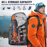 RESVIN Ski Boot Bag, 65L Durable Travel Backpack, 1680D Nylon Waterproof Snowboard Boot Bag, Skiing and Snowboarding Travel Luggage for Helmet, Goggles, Gloves, Outerwear & Accessories (Light Black)