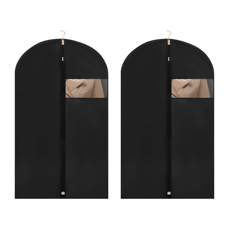 Dntorx 2 Pack Garment Bags with Clear Window, 45" Clothes Covers with Zipper, Transparent Hanging Suit & Coat Covers for Closet Storage, Jackets, Dresses, Windbreakers