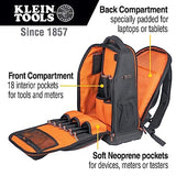 Klein Tools 62805BPTECH 28-Pocket Laptop Backpack Tool Bag, Tradesman Pro Extra-Large Tech Tool Backpack with Molded Bottom, Charging Port