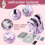 EKUIZAI Girls Trolley Backpack Set Cute Colorful Girls Rolling Backpack Middle School Trolley Schoolbag with Wheels