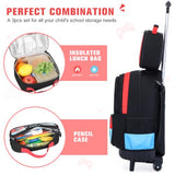 Bevalsa Rolling Backpack for Boys,Cool Luminous Gamer Roller School Backpacks with Lunch Box & Pencil Case,Kids Wheeled Schoolbag Bookbag with Wheels for Kindergarten Elementary School Travel