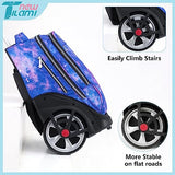 NEW TILAMI 19 inch Rolling Backpack Teens Rolling Backpack Cute Wheeled Laptop Backpack Bookbag Roller Travel Bag College, Star Violet