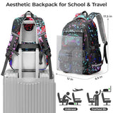WOBAGMEN Cute Gaming Backpack for Teen Boys Girls, Large Capacity Multi-Pocket School Bag Fits 15.6" Laptop, Lightweight Durable Daypack for School and Travel (Gaming, M)
