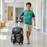 MYHSBYO Rolling Backpacks for Boys School Backpacks with Wheels for Elementary Preschool Students Kids Travel Luggage Suitase for Boys Blake Football