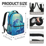 Cute Ocean Dolphin Backpack for Women Teen Girls School Laptop College Underwater Marine Life and Coral Reef Backpacks for Gifts Travel Hiking Work Camping, Polyester Lightweight Bookbag Back Pack
