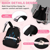 QIXIHU Girls Backpack, 17-Inch Bookbag for Middle & Elementary School, Kawaii Kids Backpack for Girls Ages 6-12(Black Pink)