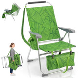 Outvita Backpack Beach Chair with 7 Position Adjustable Backrest, Lightweight Folding Aluminum Camping Chair with Detachable Storage Bag, Carry Strap & Side Pocket, 265 lbs Capacity