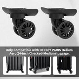 2Pcs Luggage Suitcase Wheels,Only Compatible with DELSEY 24 Inch Checked-Medium ,luggage wheels replacement with Screws/screwdriver,360° Rotation Spinner Wheel,Mute Double Row Swivel Wheel(Black)