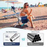 LET'S CAMP Backpack Beach Chair Set of 2, 4-Position Classic Lay Flat, Pillow and Padded Shoulder Straps, Storage Pouch and Towel Bar, Support 350LBS, Wave
