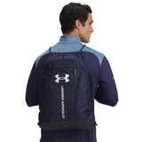 Under Armour Unisex Hustle Sackpack, (410) Midnight Navy/Midnight Navy/Metallic Silver, One Size Fits Most