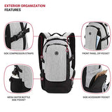 SwissGear 3598 Backpack, Narrow Daypack, Ideal for Commuting and School, Light Grey/Heather