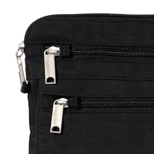 Baggallini Securtex Anti-Theft Large Crossbody 10"x10" Travel Purse with RFID, Locking Zippers & Cut-Resistant Strap