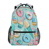 Blueangle Cupcakes Donuts Pattern Print Computer Backpack - Lightweight School Bag for Boys Girls Tenns
