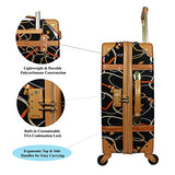 World Traveler Chariot 2-Piece Vintage Hardside Carry-On Luggage Set with Matching Train Case, Spinner Wheels, Retro Fashion Suitcase - Posh Black