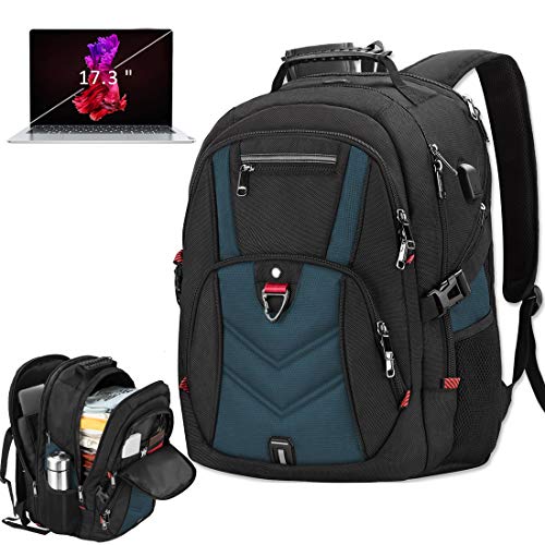 NEWHEY Laptop Backpack 17 Inch Business Travel Backpacks for Men Women Extra Large Waterproof TSA Anti Theft College Bookbags with USB Charging Port 17.3 Gaming Computer Backpack 45L, Blue