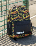 Fortnite Unisex Kids Black and Yellow Logo Backpack | Zip-Up School Bag for Books & Supplies | Graphic Print Design