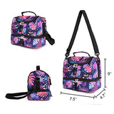Tilami Rolling Backpack 18 inch Double Handle with Lunch Bag Wheeled Kids Backpack, Leaves Pink