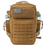 QT&QY 25L Military Tactical Backpacks For men CCW Army Laser cut Molle Daypack small EDC Bug Out Bag Gym Rucksack With Dual Cup Holders medical Rucksack Khaki