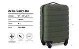 Wrangler 22" Hardside Spinner Carry-On Luggage, Olive