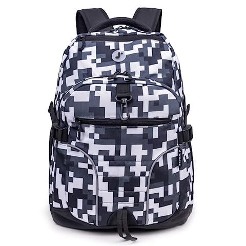 J World New York Atom Laptop Backpack – Ergonomic Backpack for School with Air Mesh Padded Shoulder Straps – 600D Polyester Work Backpack for Men and Women – Stylish Design (CAMO)