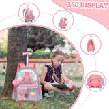 Meetbelify Rolling Backpack for Girls Backpack with Wheels for Elementary Student Kids School Bag with Lunch Box Pencil Case for Girls Ages 6-8 Years Old Purple