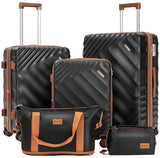 Rosamo 5 Piece Luggage Set Expandable Hardside, 20/24/28in Suitcases with Matching Travel Bags, 22x14x9 Airline Approved Carry On, TSA Lock, Spinner Wheels, ABS+PC