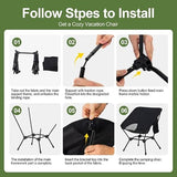 TlaroRiz Camping Chair Portable Lightweight Camping Chairs for Adults Foldable 600D Oxford Ultralight Backpacking Chair with Breathable Mesh and Pocket for Outdoor Travel Hiking, Black