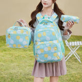 ZHIERNA Daisy Backpack for Girls Toddler Tie Dye Bookbag with Lunch Bag Preschool Simple Modern Backpack School 3pcs Set, Lightweight Elementary Book bag Girl（Blue）