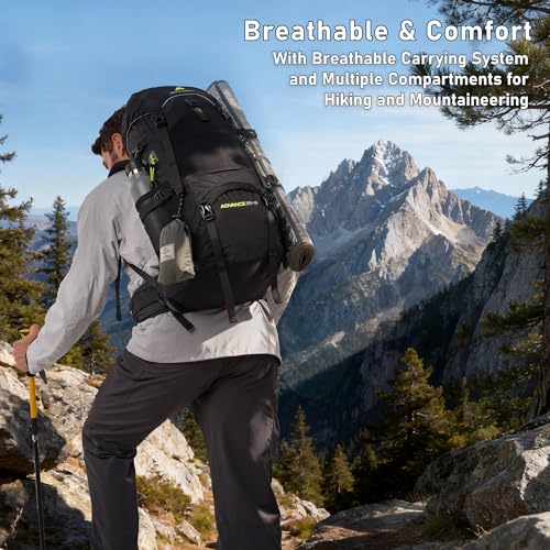 N NEVO RHINO 40L Internal Frame Hiking Backpack for Men Women with Rain Cover, Lightweight Outdoor Backpacking Backpack for Camping, Hiking, Traveling