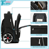 NEW TILAMI 19 inch Rolling Backpack Teens Rolling Backpack Cute Wheeled Laptop Backpack Bookbag Roller Travel Bag College, Black