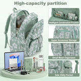 Pepailug Mesh Backpacks for School, Heavy Duty Breathable See Through Bookbag for Women Girls Boys Kids, Large Capacity Mesh bag for Beach Swimming Gym Work Travel- Floral Matcha Green