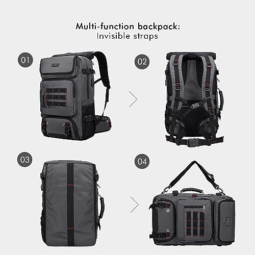 WITZMAN Carry on Travel Backpack for Men Airline Approved Convertible Nylon Duffle Backpack and Toiletry Bag Large Hanging Multi-organization Bathroom Bag