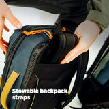 Topo Designs Global Briefcase - Bold Daily Carry Bag, Commute + Travel Pack, Personal Item Compliant, Laptop Sleeve, Removable Adjustable Shoulder Strap, Stowable Backpack Straps (Stone Blue/Forest)