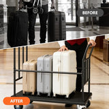 Luggage Cart,850LB Load Luggage Trolley with 5" Quiet Wheels & Secures Poles,Heavy-Duty Steel Hand Truck for Hotel Bellman,Airport,Commercial Use,Non-Slip Platform Dolly(42.51" x 25.19" x 34.25")