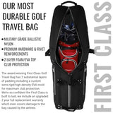 CaddyDaddy New First Class Premium Padded Golf Club Travel Cover with Wheels - Heavy Duty Golf Travel Bag for Airlines, Black/White, L