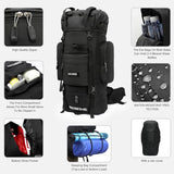 IX INOXTO 85L Lightweight Internal Frame Hiking Backpack for Men Women, Waterproof Travel Camping Backpack with Rain Cover (Black)