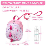 VASCHY Dinosaur Toddler Backpack with Leash, Ultra Lightweight Tiny Mini Little Daycare Backpack Girls Pink